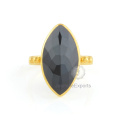 Anillo de Piedra Preciosa de Onyx Negro, Anillo de Onyx de Oro 18k